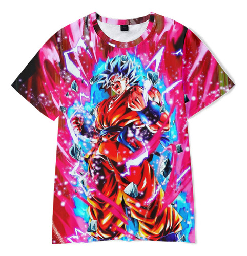 Camiseta De Manga Corta De Dragon Ball Con Estampado 3d Para