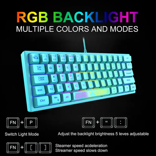 . Teclado Con Cable K61 Rgb 60 Por Ciento Y 62 Teclas For
