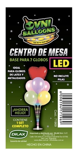 Imagen 1 de 3 de Base Centro De Mesa Led Multicolor 3 Efectos Para 7 Globos
