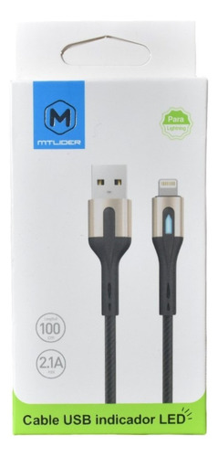 Cable Usb A Lightning Para iPhone Indicador Led 1m