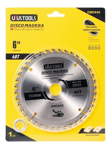 Disco Sierra Circular Madera 150x40 Dientes Dmd640 Uyustools Color Plateado