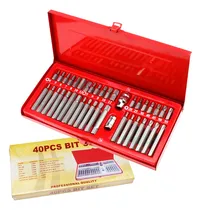 Comprar Set Kit Juego Puntas Corto Largo Torx Allen Imbus 40 Piezas Color Rojo