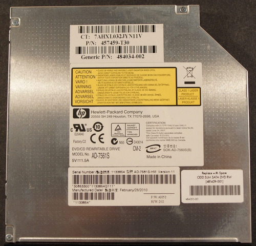 Hp Ad-7561s Laptop Dvd/cd Rw Drive 457459-t30,