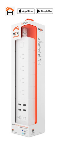 Regleta Inteligente Nexxt Wifi Alexa Google, 4 Tomas + 4 Usb