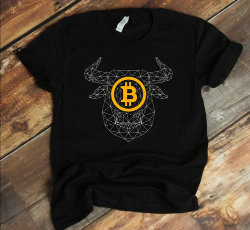 Polera Unisex Bitcoin Criptomoneda Toro Algodon Estampado