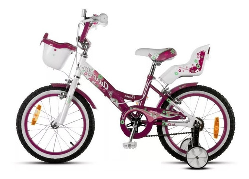 Bicicleta Aurora Flowers Rodado 16 Nena Rueditas Canasto