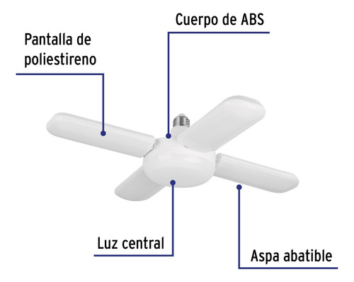 8 Lámparas Led 40w Flor Ventilador 4 Aspas Ajustable Volteck