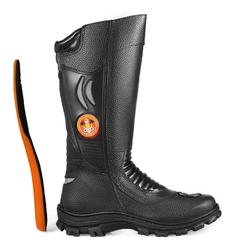 Bota Coturno Bombeiro Civil Masculino Couro Cano Longo