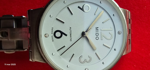 Mido Automático M7340a 4 Diamantes En Las 3,6,9,12 Plateado Blanco Blanco (Usado)