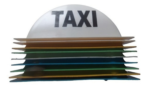 Aviso De Taxi Casco Blanco Y Colores Mediano