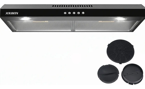 Campana Extractora XIUDEEN para Cocina de Acero Inoxidable y 76 cm Negra con Luz LED