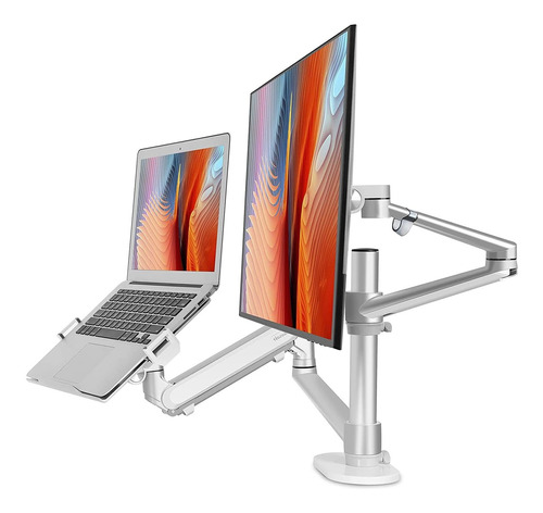 Soporte Para Monitor Y Portátil, 2 En 1 Ajustable Doble Bra