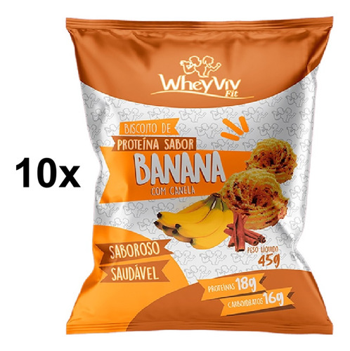 10x Biscoito De Banana - Wheyviv - 45g