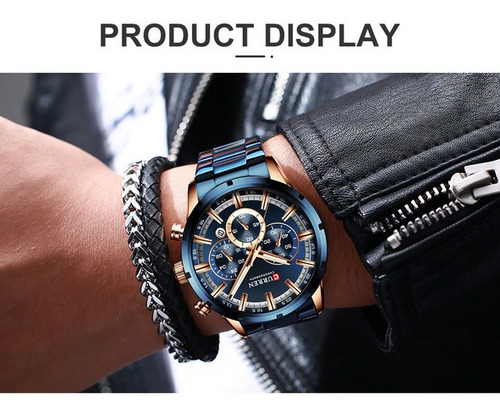 Imagen 4 de 10 de Reloj Curren Hombre Pulsera Metal Con Cronógrafo Lujo 8355