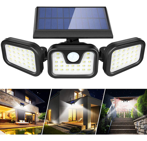 Lámpara Solar 108 Led De 3 Cabezales Con Sensor De Movimient