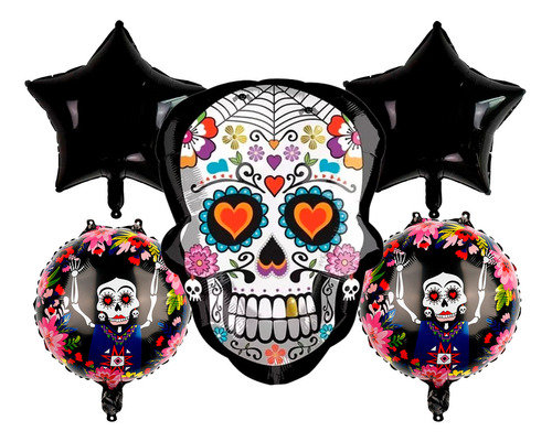 Bouquet Decoracion Kit De Globos Calavera Catrina Mexicana