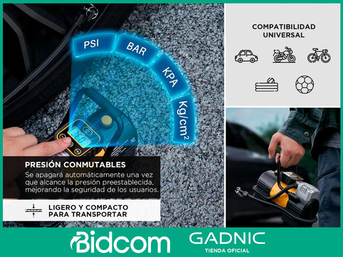 Inflador Portátil Para Auto 12v Gadnic Mini Compresor Aire