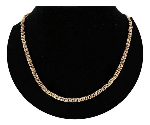 Collar Tipo Cadena Doble Eslabón Oro 24k Joyería Fina Unisex