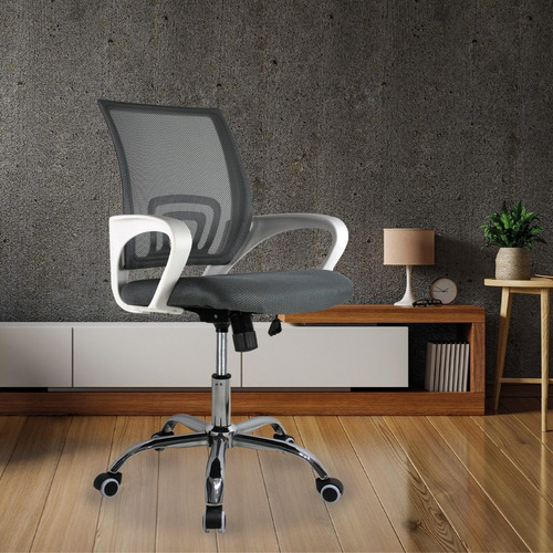 Silla Ergonomica Mundo In Jm-107 Malla Mesh Soporte Lumbar Color Gris