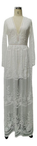 Vestido Floral De Encaje Floral Con Cuello En V For Mujer