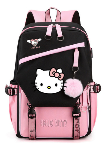 Linda Mochila Escolar Hello Kitty Para Séries 1 A 6