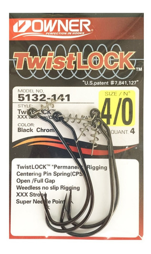 Imagen 1 de 10 de Anzuelo Offset Owner 5132-141 Twist Lock 4/0 Pesca Tarairas