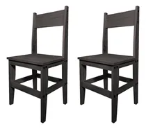 Comprar Kit 2 Sillas Living Comedor Moderno Madera Maciza Sajo Estructura de la silla Negro Asiento Negro