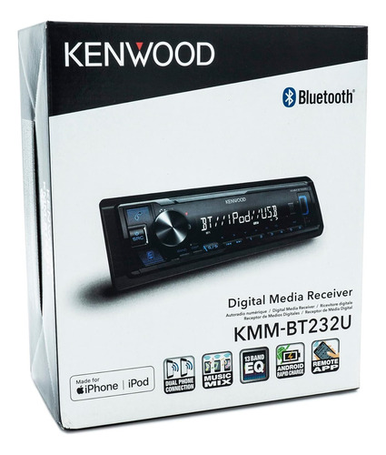 Auto Radio Kenwood Kmm-bt232u Bluetooth Remote App 4x50w