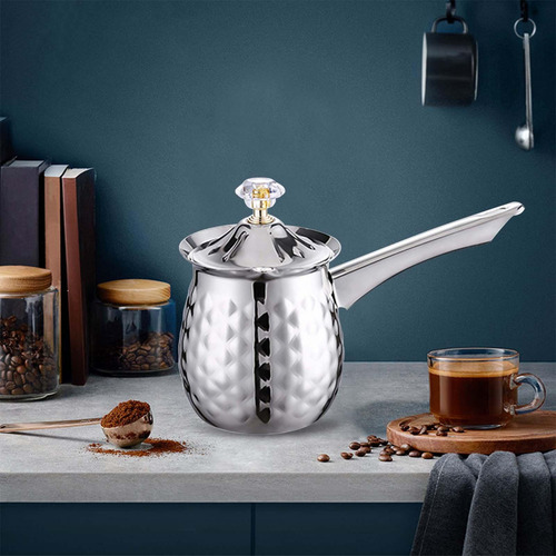 Cafetera Turca Para El Hogar, Olla Pequeña, Plata 600ml