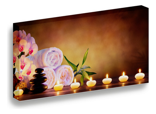 Cuadro Lienzo Canvas Flores Velas Rocas Luz Spa Sala 25*30cm