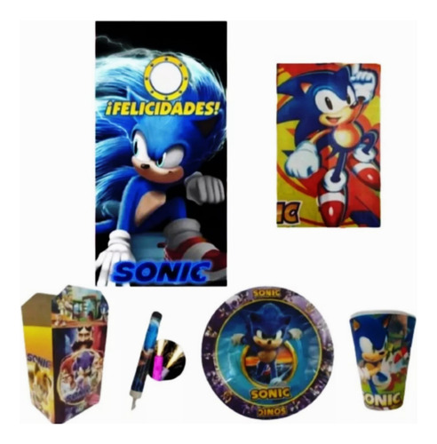 Sonic Paq Fiesta Infantil Temática Articulos Set 15 Niños