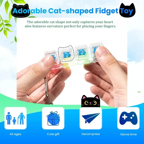 Fidget Toys Keyboard - Set De 2 Llaveros En Miniatura Con Teclado Para Aliviar El Estrés, Juguete De Concentración Para Adultos Y Niños, Diseño Compacto Y Portátil, Decoración Funcional