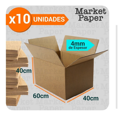Imagen 3 de 10 de Caja Carton Embalaje 60x40x40 Mudanza Reforzada X10