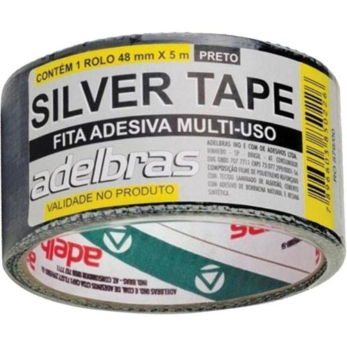 Kit Com 5 Rolos Fita Adesiva Silver Tape 48x05 Pto - 23045