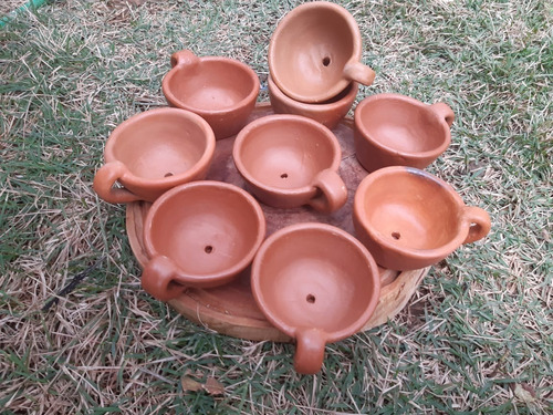 Vaso De Barro Rustico Xícara Para Flores Plantas Cactos 4uni