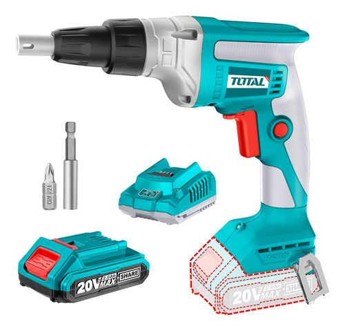 Atornillador Yeso Drywall Total 20v, Con Batería Y Cargador