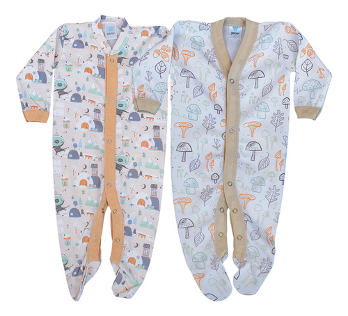 Pack X 2 Enteritos Gamise 2 A 3 Meses Dorado Oscuro 2-3 M Estampado