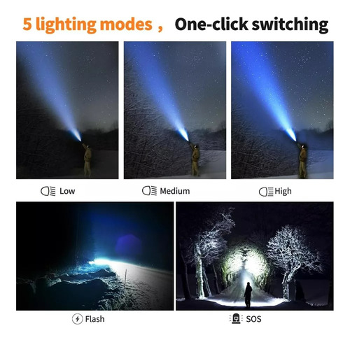 Linterna Táctica De Mano 2.000 Lm Largo Alcance Con Zoom
