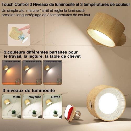 Lámpara Led De Pared Recargable De 3 Colores