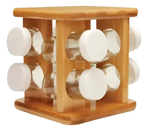 Organizador De Temperos Giratório Ou 9 Peças Linha Keep Natural