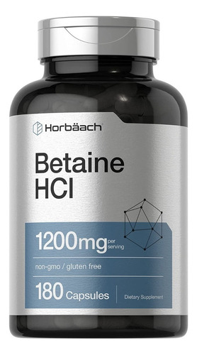 Betaína Hcl Clorohidrato Premium 180 Capsulas Eg B79 Sabor Nd