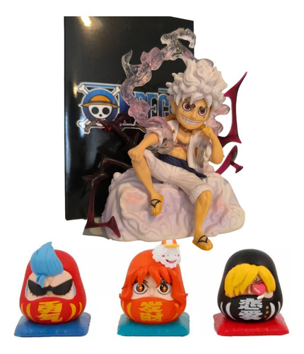 Figura Luffy Gear 5 One Piece Combo 4 Piezas Daruma Y Regalo