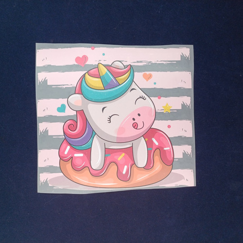 Parche Unicornio Bb En Dona De Fresa 5pzas 20x22cm Mp1028 Blanco