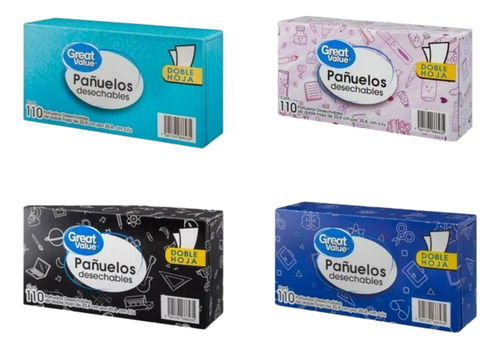 8 Pzas Pañuelos Faciales Great Value 110 Pzas