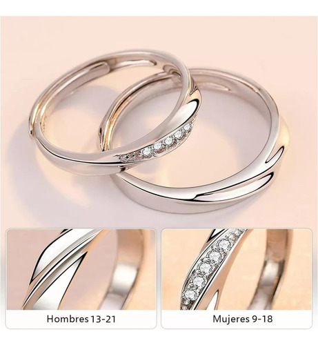 1 Par 925 Anillos Ajustables Para Parejas,para San Valentín
