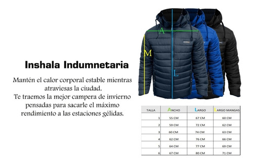 Campera Inflable Super Abrigada Con Capucha Todos Los Talles