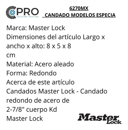 2 Candados Redondo De Acero De 2-7/8 Master Lock 6270 P