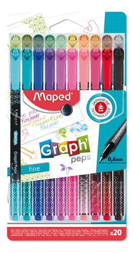 Estojo Maped Graph'PEPS Deco Fine Markers com 20