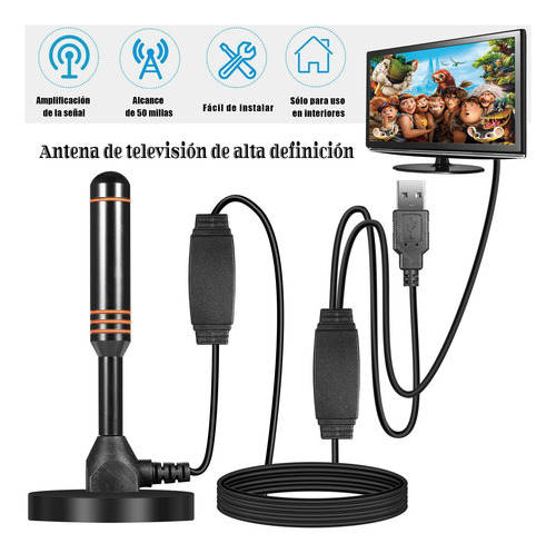 Antena De Tv Digital, 4k 1080p Interiores Canales Gratuitos