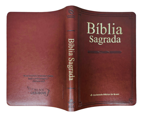 Bíblia Sagrada Nova Almeida Atualizada Capa Luxo Marrom Com Índice Lateral